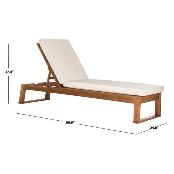 dimension image slide 2 of 8, SAFAVIEH Solano Outdoor Solid Wood Chaise Lounge Chair - 24.8" W x 80.9" L x 37.4" H