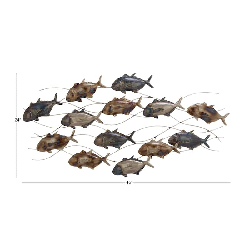 Metal Fish Indoor Outdoor Home Wall Decor with Silver and Bronze Accents - Blue - Roche River Decor