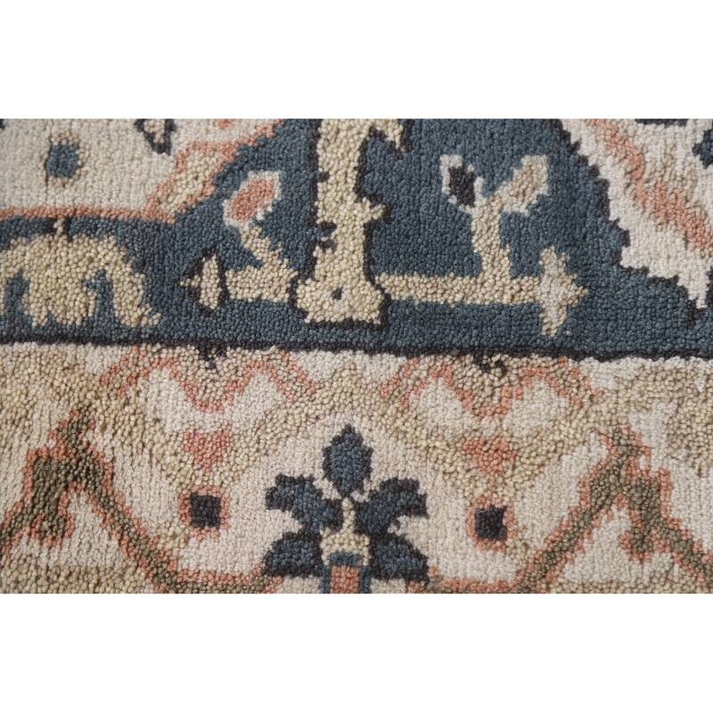 All-Over Blue Oushak Indian Runner Rug Hand-knotted Wool Carpet - 2'7"x 9'10"