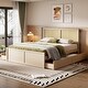 preview thumbnail 10 of 16, Queen Size Solid Pine Wood Platform Kids Bed Frame with 4-Drawers and Rattan Headboard for Bedroom, Easy to Assemble, Espresso Natural