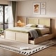 preview thumbnail 39 of 46, Rattan Platform Bed Frame with 4 Storage Drawers and Wooden Rattan Headboard for Kids, No Box Spring Needed