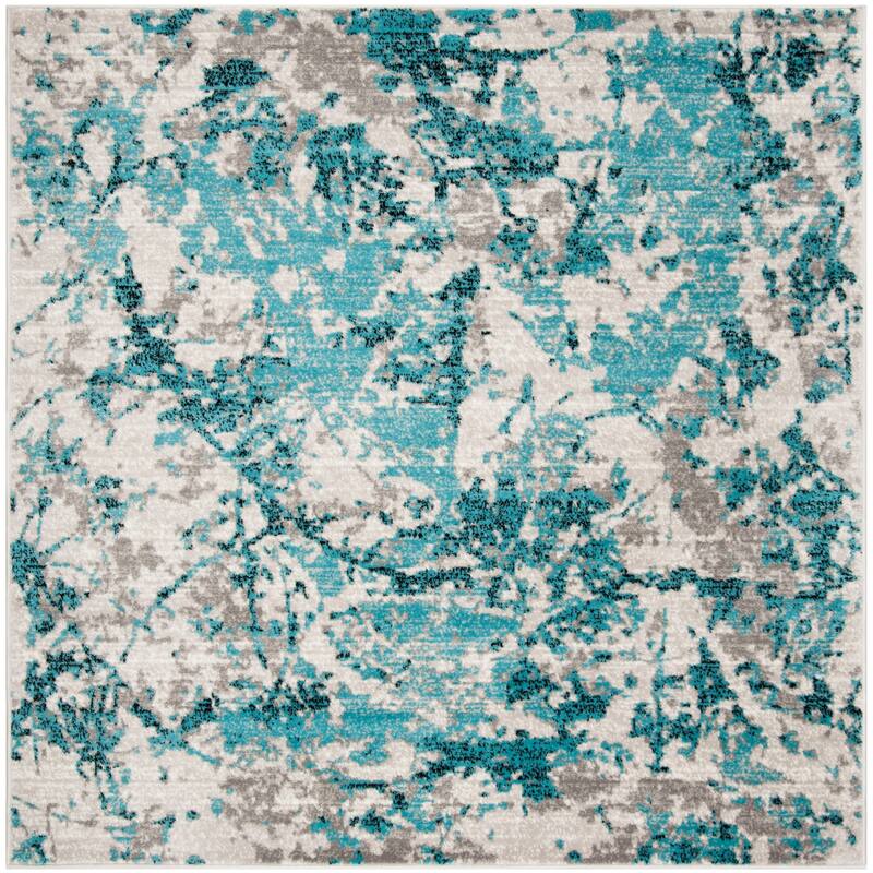 SAFAVIEH Skyler Leitha Modern Rug - 8' Square - Blue/Ivory