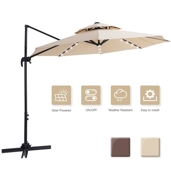 Shop 10 Ft Solar Powered Led Patio Outdoor Umbrella Overstock 32389954
