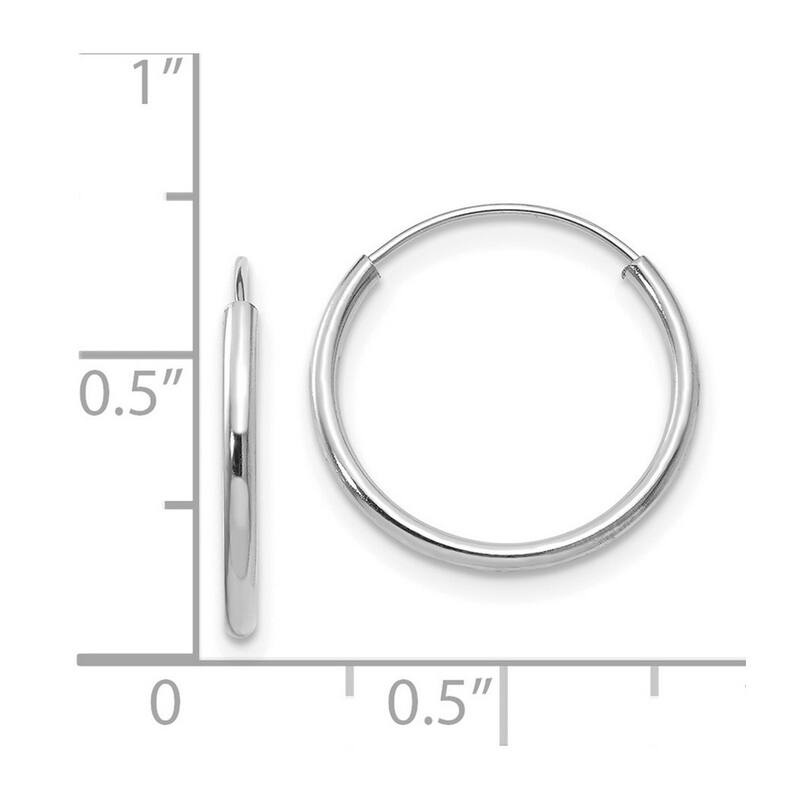 Curata 14k White Gold Polished Endless Hoop Earrings - 15x15mm