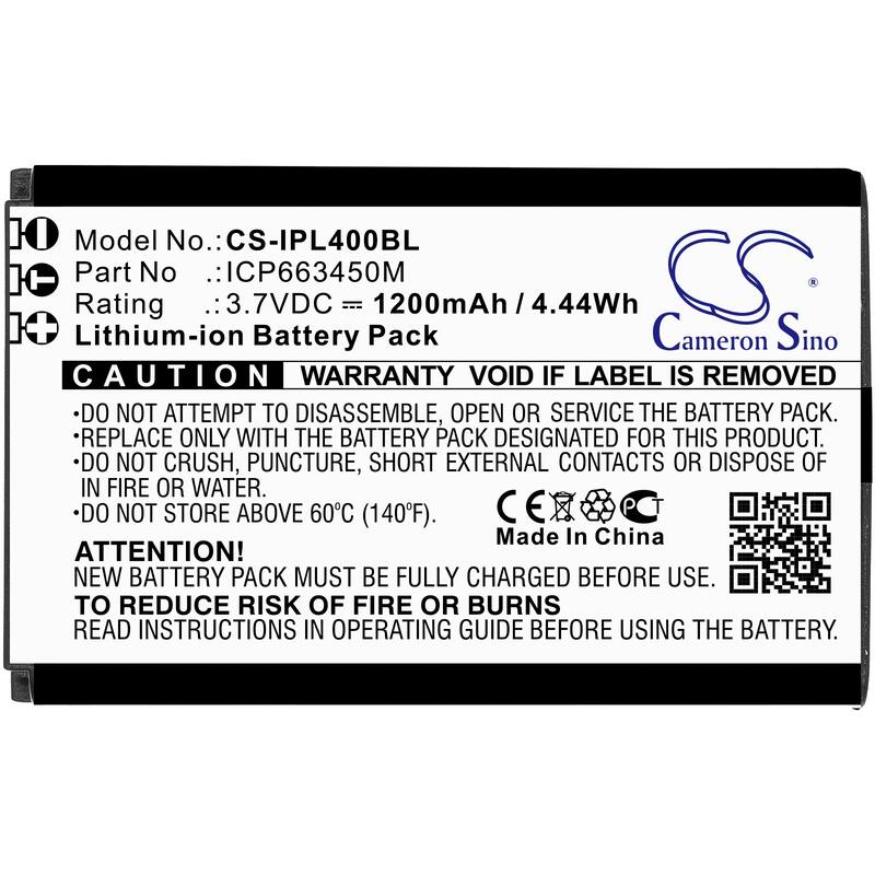 Battery for Infinite Peripherals Linea Pro 4 ICP663450M Barcode CS-IPL400BL - Black