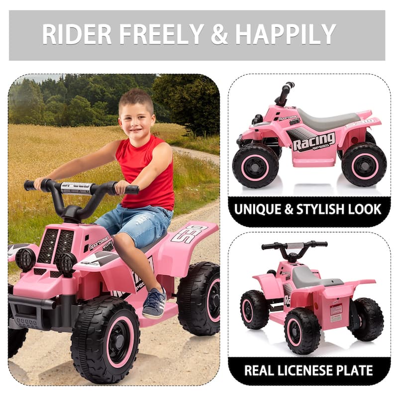 6V Kids Ride On Electric ATV, Ride Car with LED Headlights