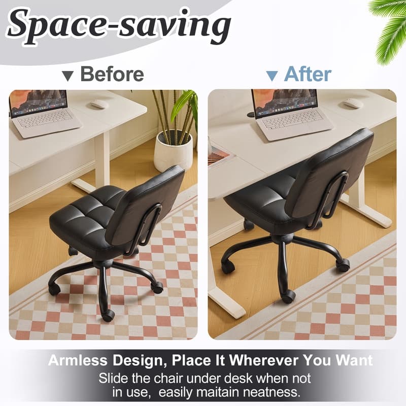 22.1 Inch Upholstered PU Lattice Swivel Office Chair