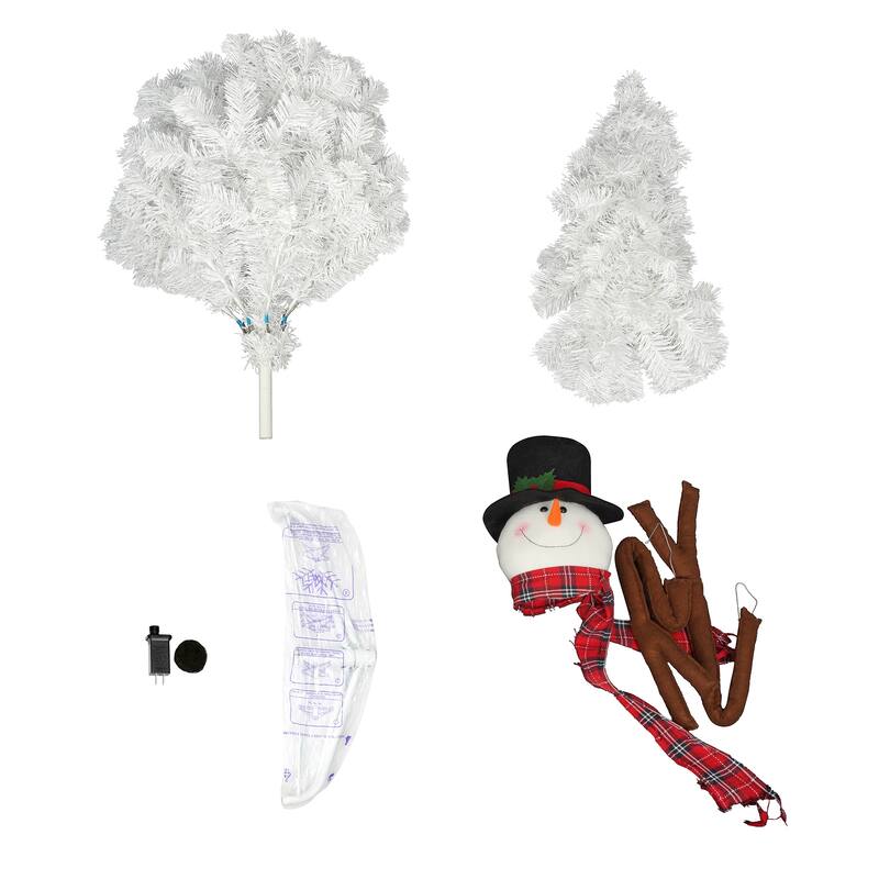 4ft Pre-lit Christmas Tree with 100 Lights, Snowman-Shaped Artificial Christmas Tree, Xmas Tree with 380 Branch Tips,PVC