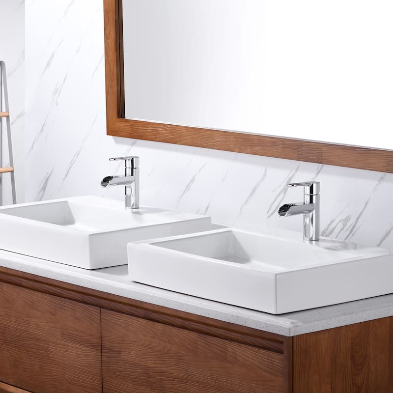 Luxier BSH16-S Waterfall Single Handle Single Hole Bathroom Faucet with Drain