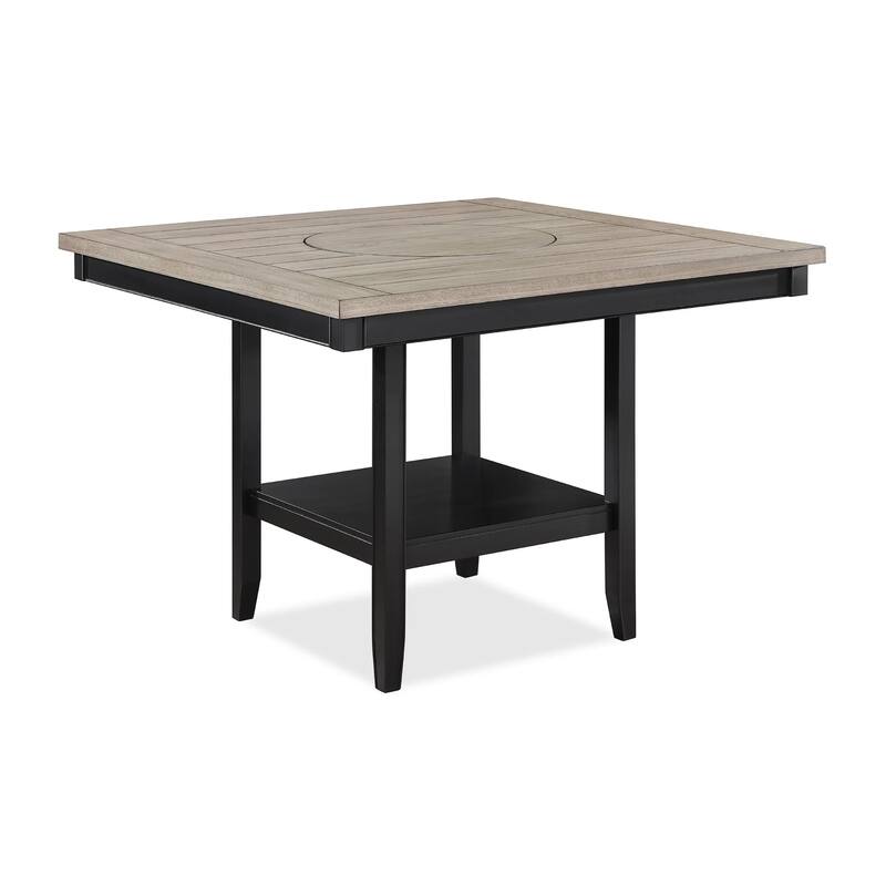 Filu Counter Height Dining Table, Lazy Susan, 48 Inch Gray Top - Black, Light Gray