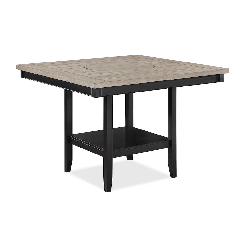 Filu Counter Height Dining Table, Lazy Susan, 48 Inch Gray Top - Black, Light Gray