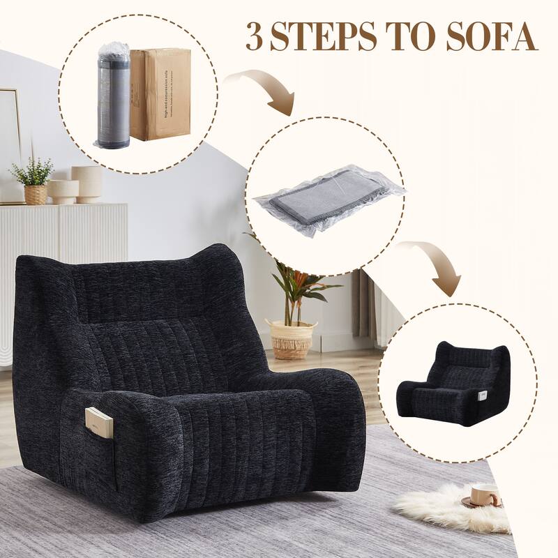 Giant Bean Bag Chair for Adults, Beanbag Fireside Lounger Chair Lazy Floor Sofa Accent Chair for Living Room, Bedroom