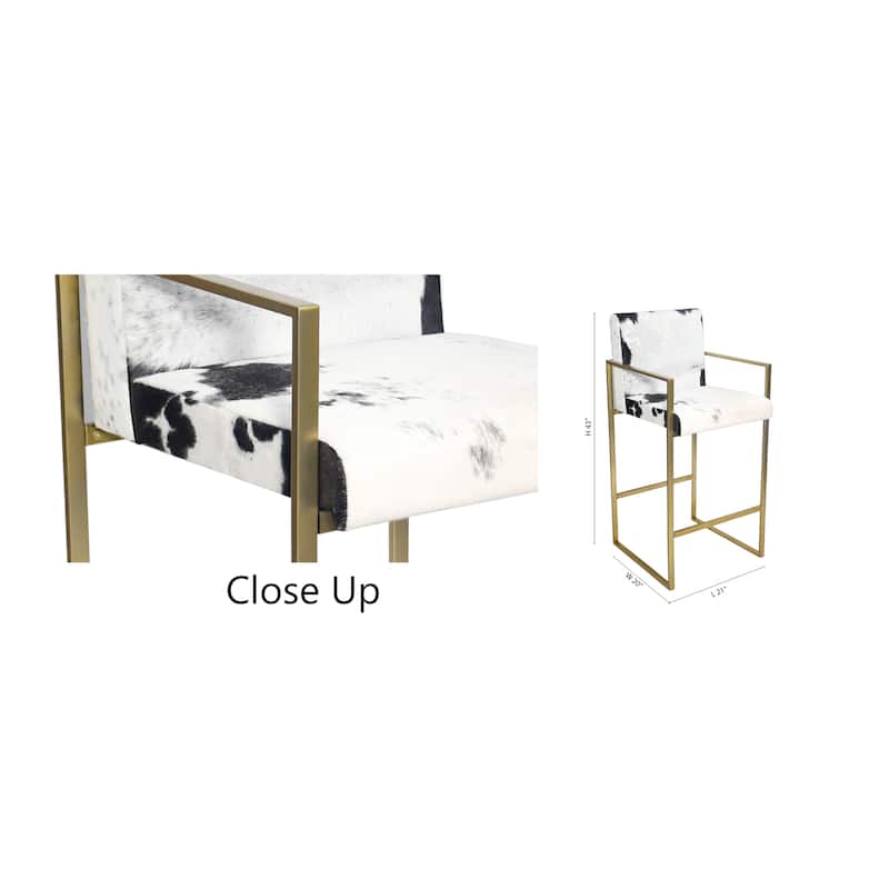 Gold Stainless Steel Frame Chair with Black and White Hairline Leather