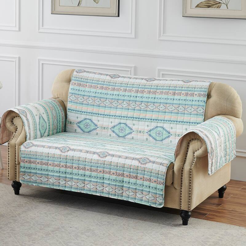 The Curated Nomad San Carlos Reversible Loveseat Protector - Turquoise