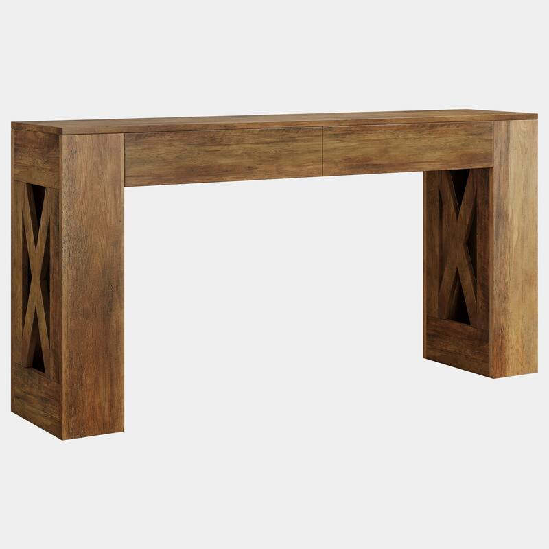 63-Inch Long Console Table, Entryway Table with 2 Drawers, Sofa Table Behind Couch for Entrance, Hallway, Living Room