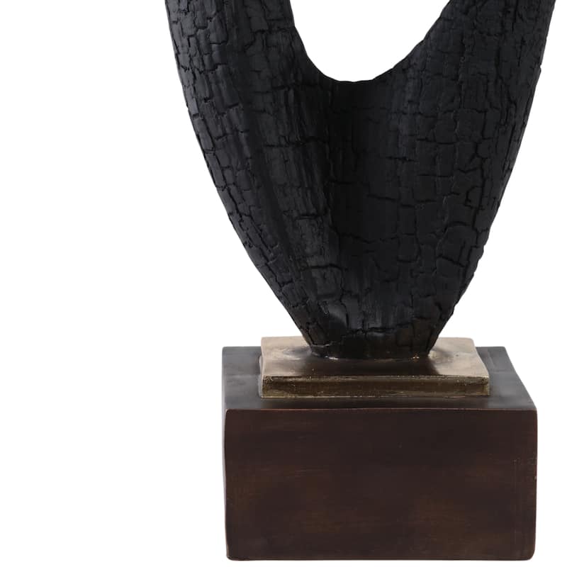 Polyresin Sculpture Abstract Open Oval Design Home Decor - 20" Black - 7" x 4.5" x 20"