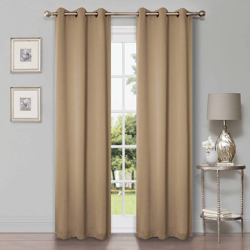 Superior Solid Machine Washable Room Darkening Grommet Curtains, Set of 2