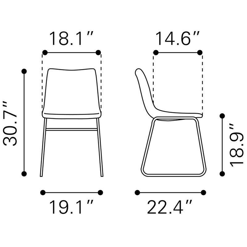 Smart Dining Chair (Set of 2) - Product (in) : 18.7" W x 21.3" D x 31.3" H