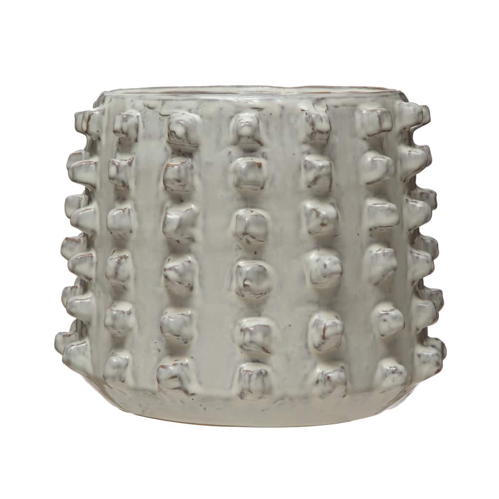 Stoneware Planter with Raised Dots - 10.6"L x 10.5"W x 8.5"H