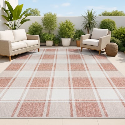 JONATHAN Y Lior Traditional Farmhouse Bold Gingham Indoor/Outdoor Area Rug