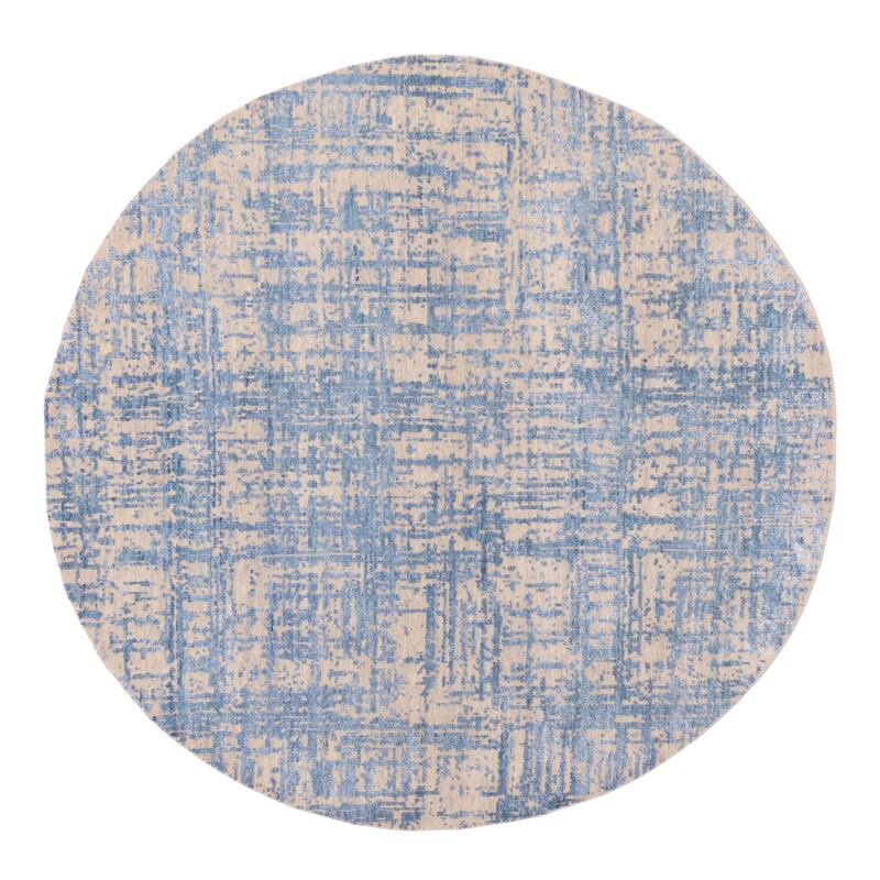 ECARPETGALLERY Hand-knotted Legacy Blue Silk, Wool Rug - 5'11 x 6'0
