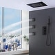 preview thumbnail 3 of 39, LED 4-Way Complete Rain and Waterfall Shower System with 3 body Jets and High-pressure Handheld, Ceiling Mounted