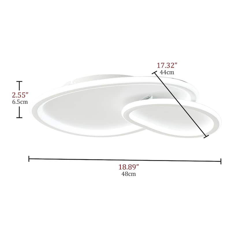 2-Lights Modern Dimmable Cloud Shape LED Flush Mount Lighting - 18.9"D×17.3"W×2.6"H