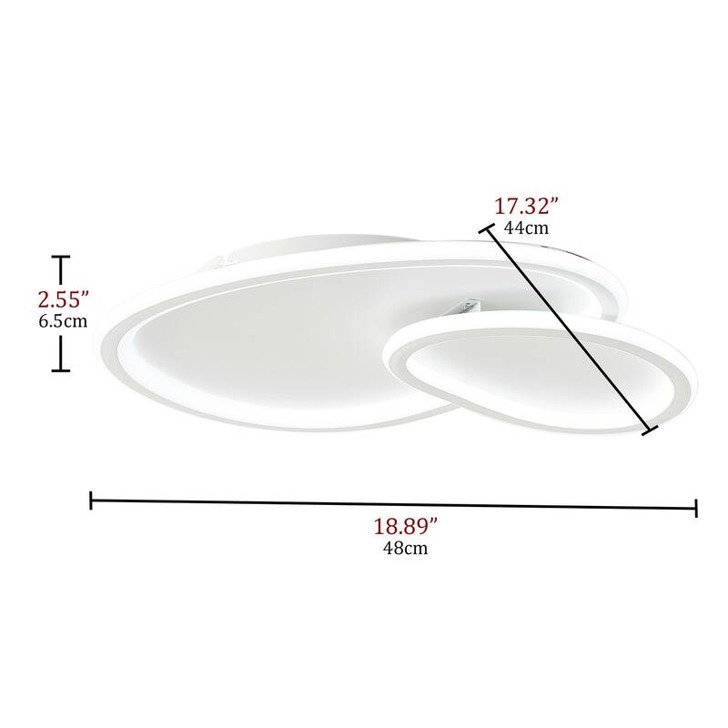 Matte White 2-Light Irregular Ring LED Flush Mount Ceiling Light