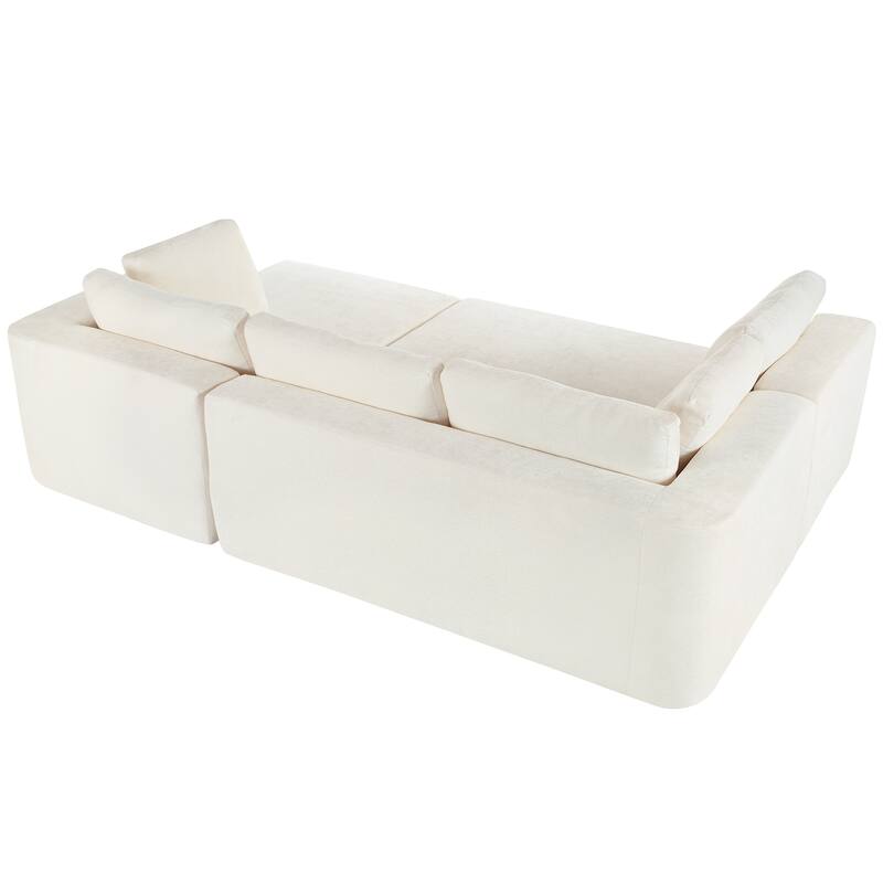 Chenille Large Modular Sectional Sofa with Pillow, 3 Piece Free Combination