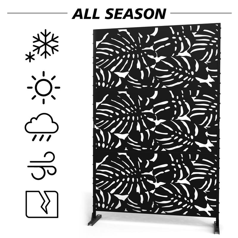 75'' x 47'' Privacy Metal Screen Fence Panel Leaf Blade Pattern