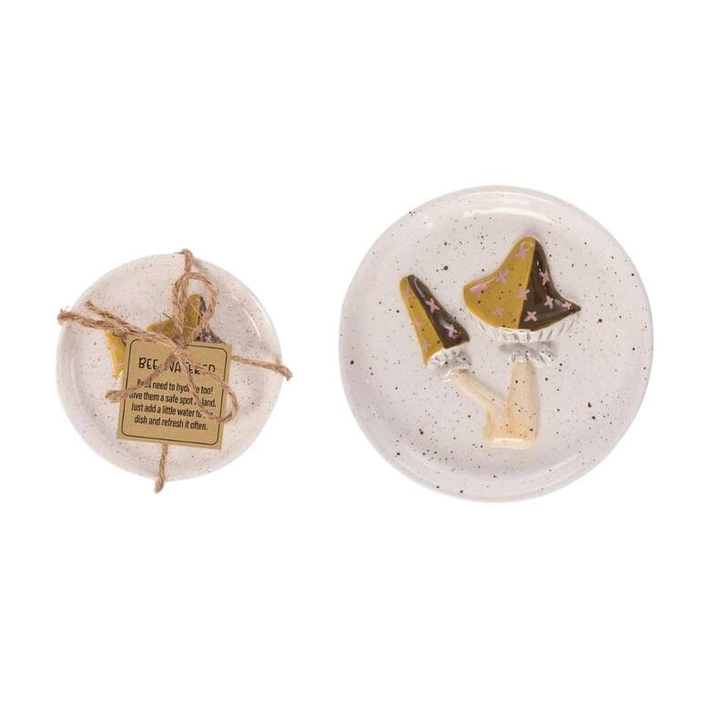 Transpac Ceramic Bee Waterer w/Mushroom Home Decorations Spring