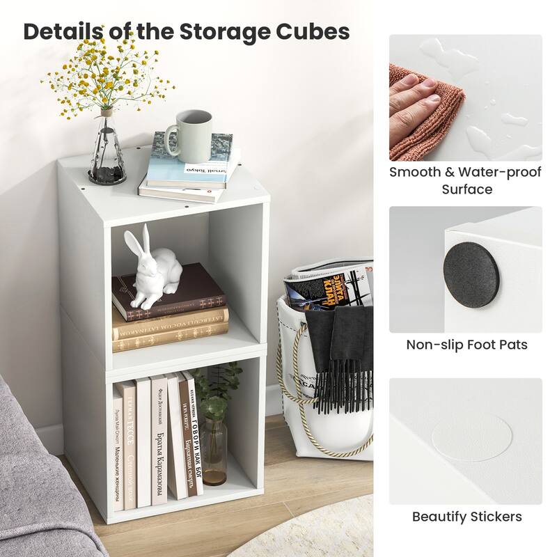 Gymax Cube Storage Organizer Set of 4 Combination Lattice Cabinet