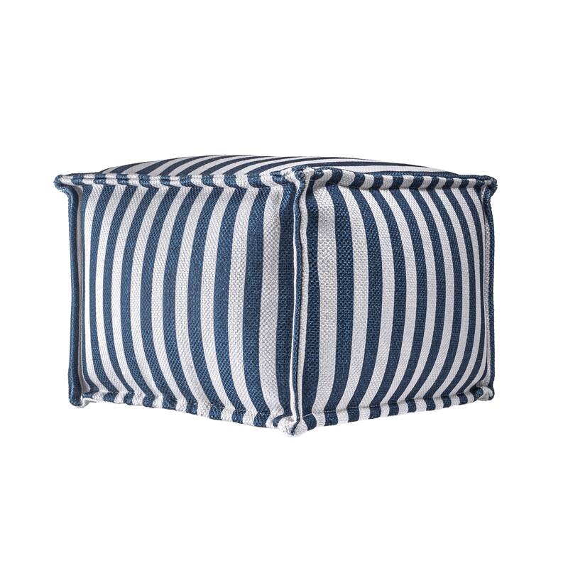 Nuloom Porto Printed Striped Indoor/Outdoor Ottoman Pouf