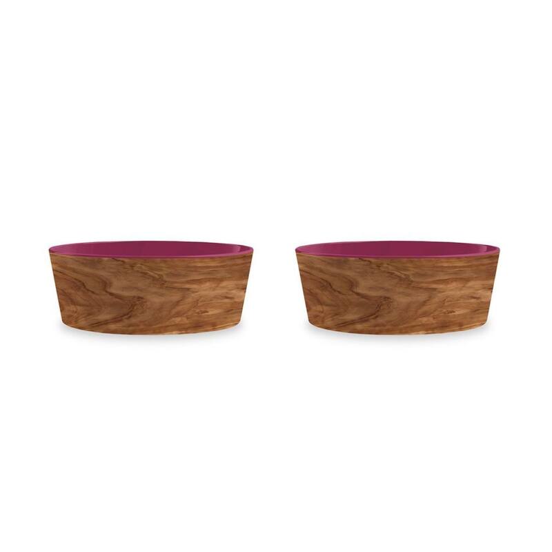 Tarhong Olive Melamine Pet Bowl - Medium - 3 Cups - Brown & Magenta - Set of 2 - Medium
