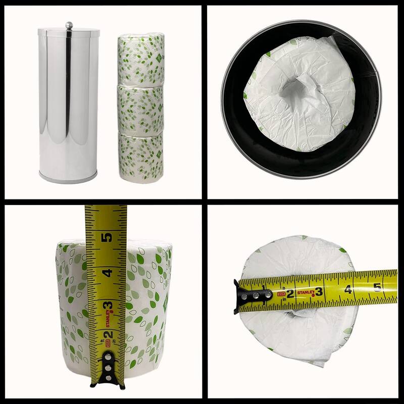 HUJI Rust Resistant Stainless Steel Toilet Paper Roll Canister Holder w/Removable Base for Bathroom Storage - Polished