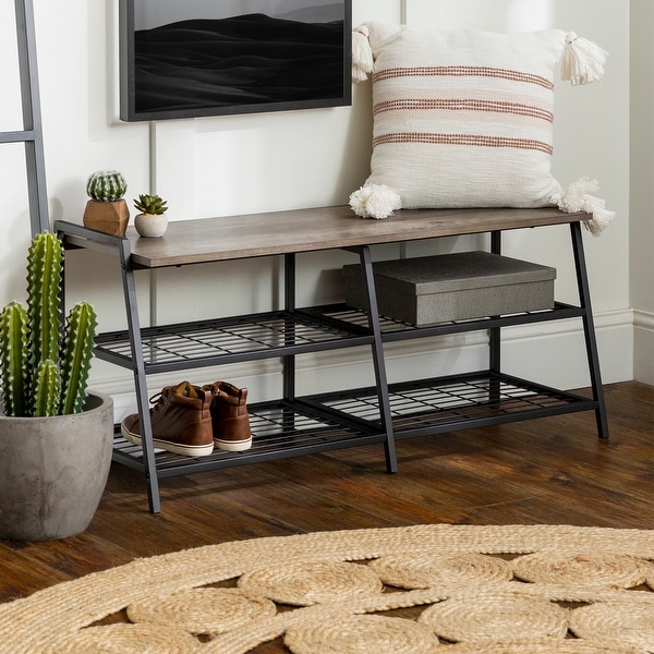Carbon Loft Lahuri 42-inch Industrial Shelf Entry Bench. Opens flyout.