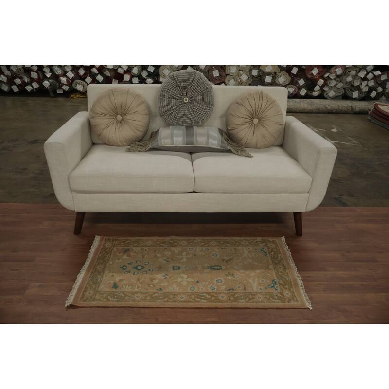 Hand Knotted Oriental 100% Wool Carpet Traditional All-Over Brown Ziegler Area Rug - 3' 9'' X 1' 11''