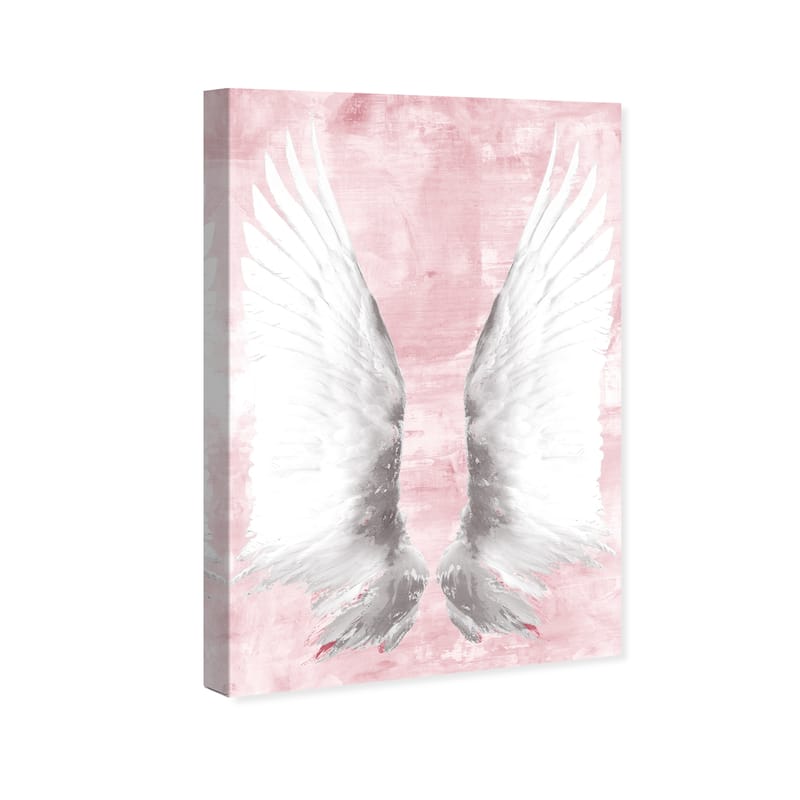 Wynwood Studio Canvas Fashion and Glam Dreaming Wings Pink White and Light Pink Glam Wall Art Canvas Print