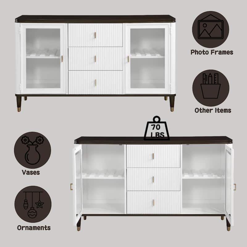 Carene White & Brown Finish Server - Brown+White