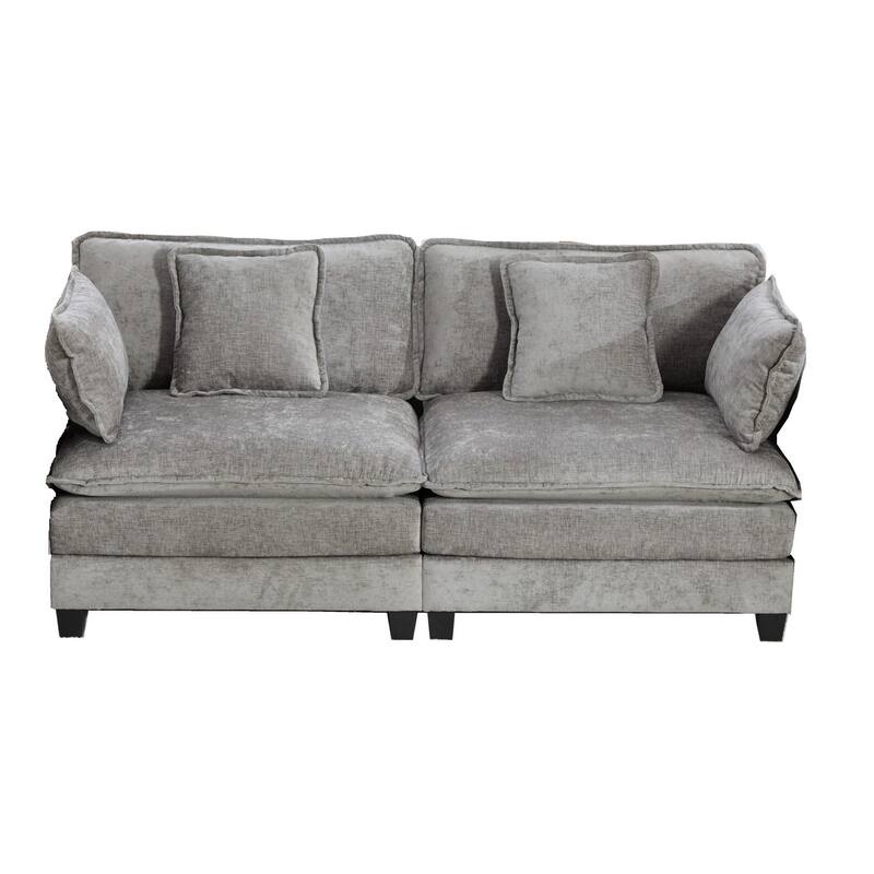 Cloud Sofa two Seats (Armrests are not included), Modern Sectional Couch, Comfy Double Layer Upholstered Seat Cushion - Gray