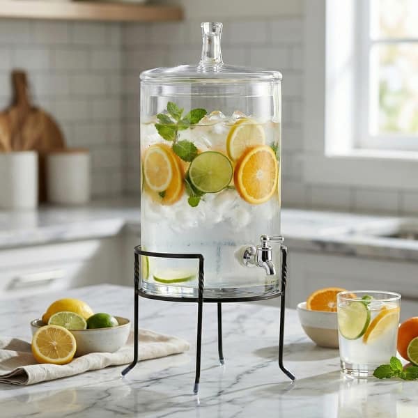 2.5-gallon Glass Beverage Dispenser with Metal Stand - On Sale - Bed Bath &  Beyond - 10704274