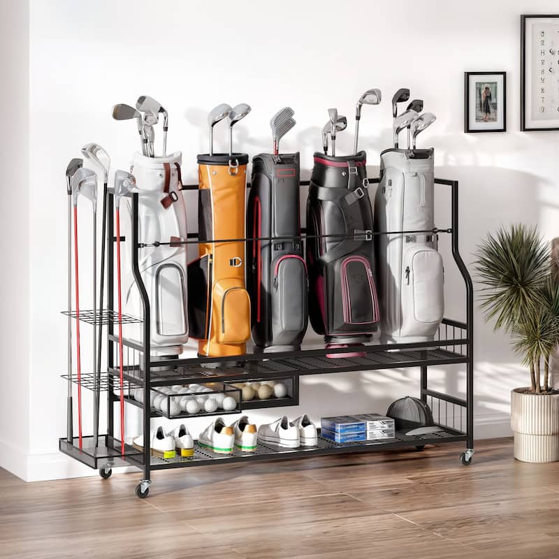 Moasis Sports Rack Equipment Garage Organizer Golf Sports Storage With Wheels