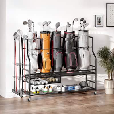 Moasis Sports Rack Equipment Garage Organizer Golf Sports Storage With Wheels