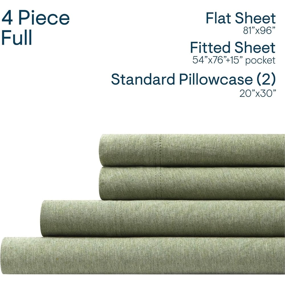 Aeropostale Super Soft Heather Green Jersey Knit Sheet Set All-Season Comfort