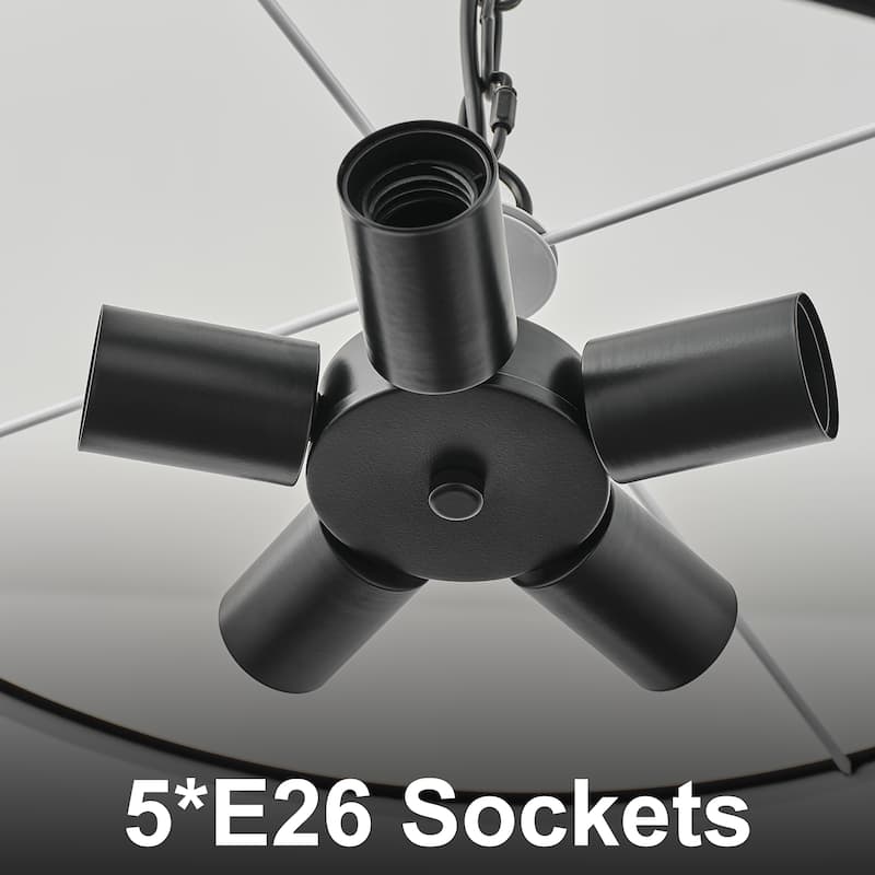 Starsky 5-Light White Fabric Drum Chandelier