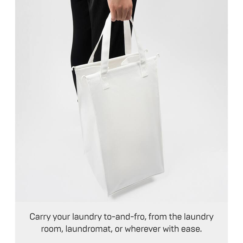 Yamazaki Home Laundry Hamper with Cotton Liner - Two Sizes, Steel and Cotton, Small, 12 gallons, 45 liters, Collapsible