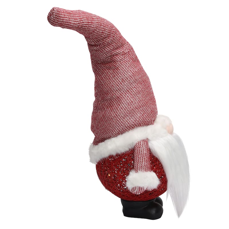 Alpine Corporation 29" H Christmas Santa Gnome with Warm White LED Lights and Timer, Indoor/Outdoor