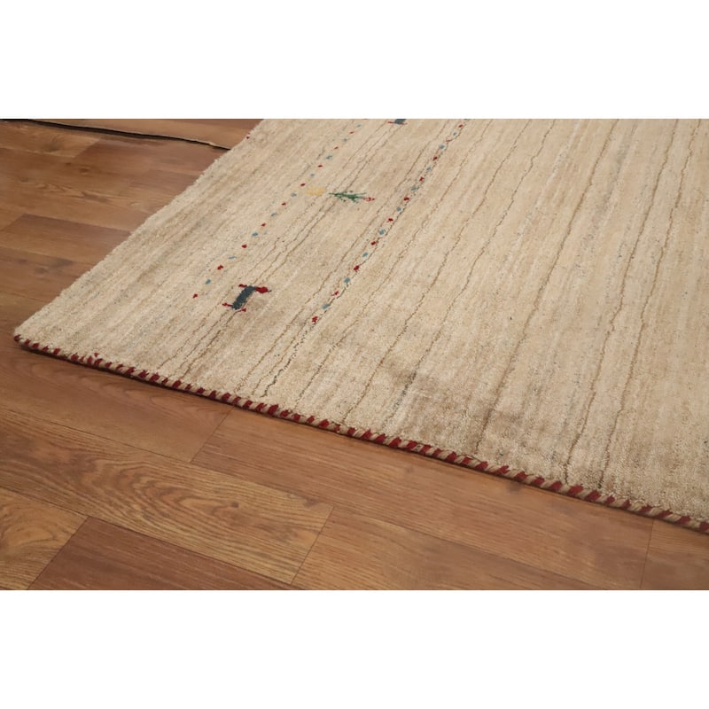 Hand Knotted Oriental 100% Wool Carpet Tribal Animal Pictorial Brown Gabbeh Area Rug - 8' 10'' X 5' 11''