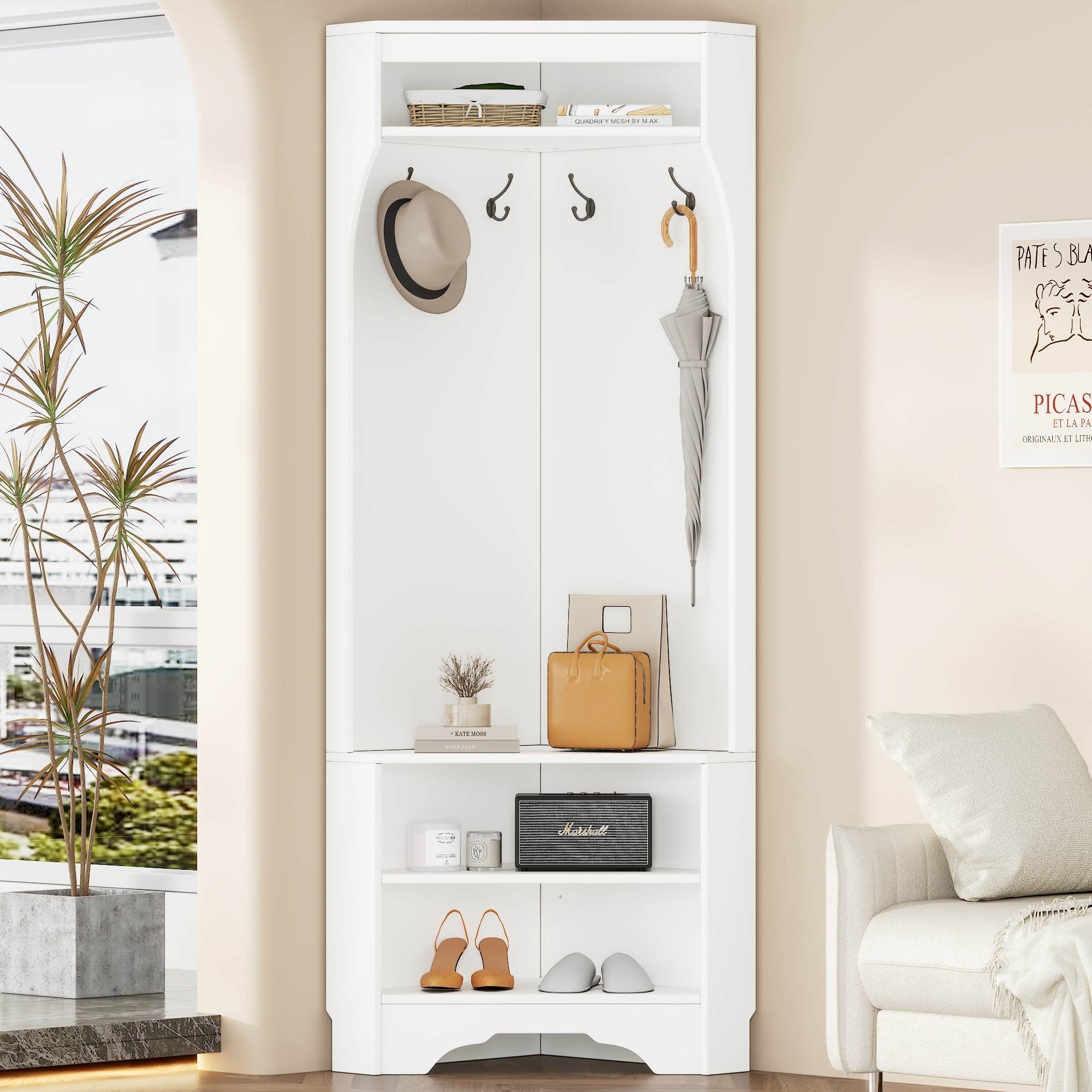 Corner bench with coat rack online
