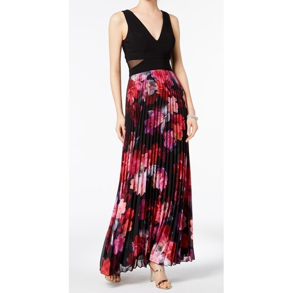 pleated floral maxi dress